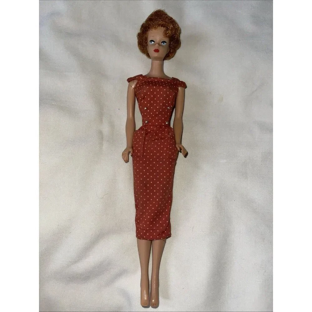 VTG Redhead Titian Early Bubblecut Barbie Only Body Small Knob Lucy Dot Sheath